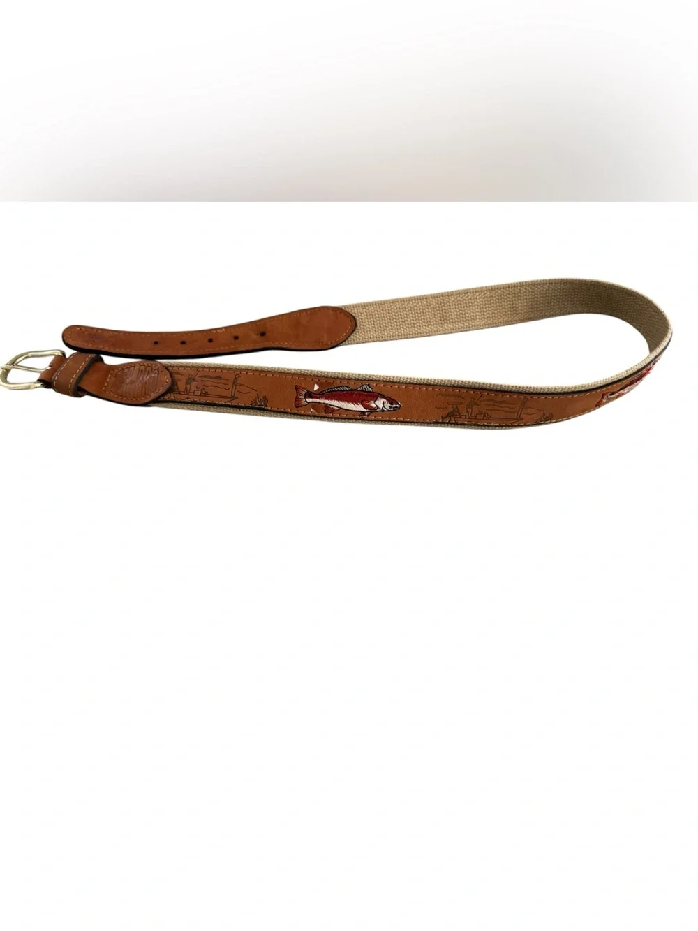 Zep-Pro REDFISH EMBROIDERED NUBUCK TAN LEATHER BELT size 30